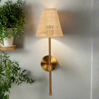 Bamboo Wall Lamp For Living Room | Rattan Wall Light - Kensley