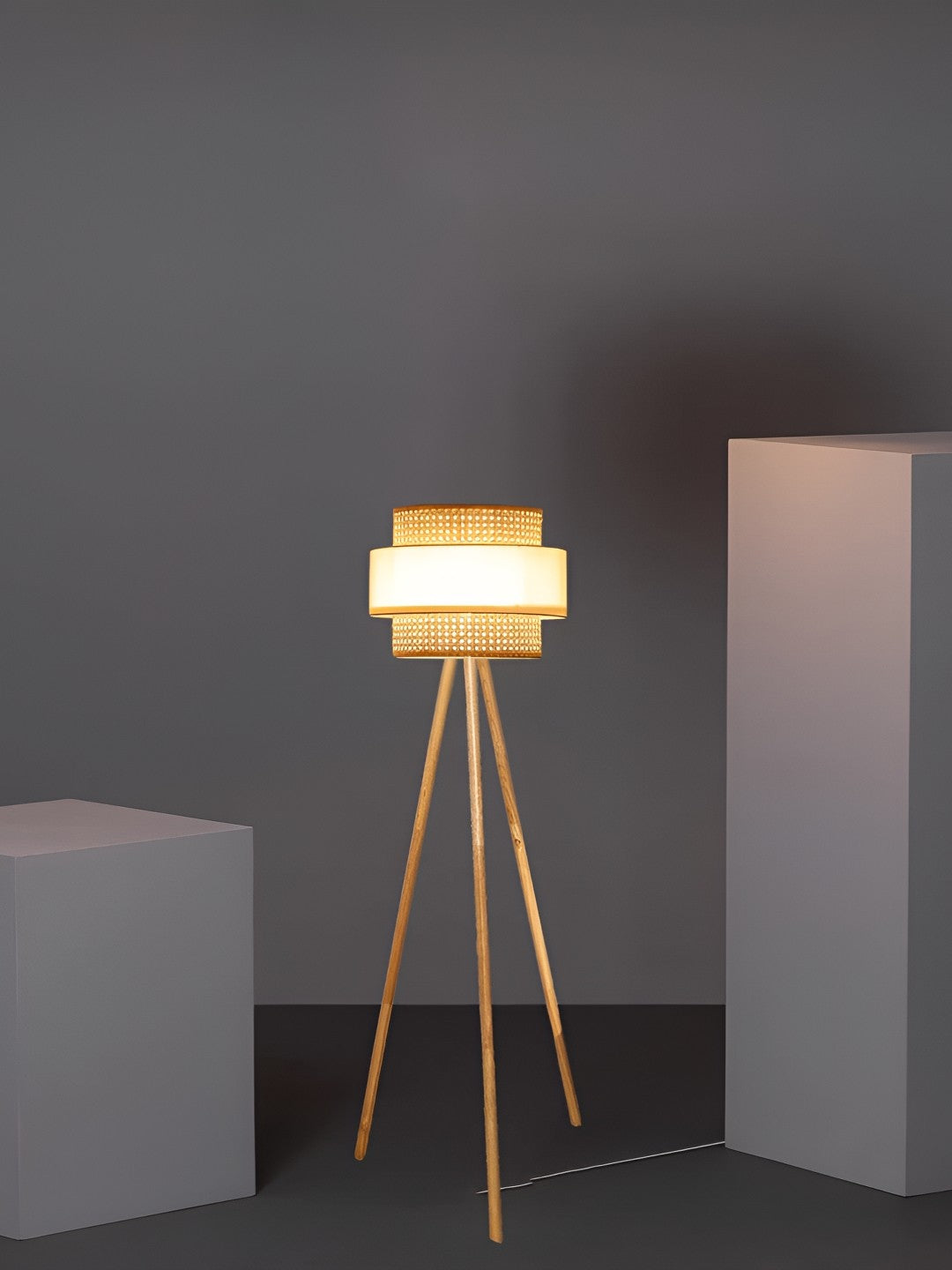 Rattan Floor Lamp | Bamboo Floor Lamp | Cane Floor Lamp - Lavanya