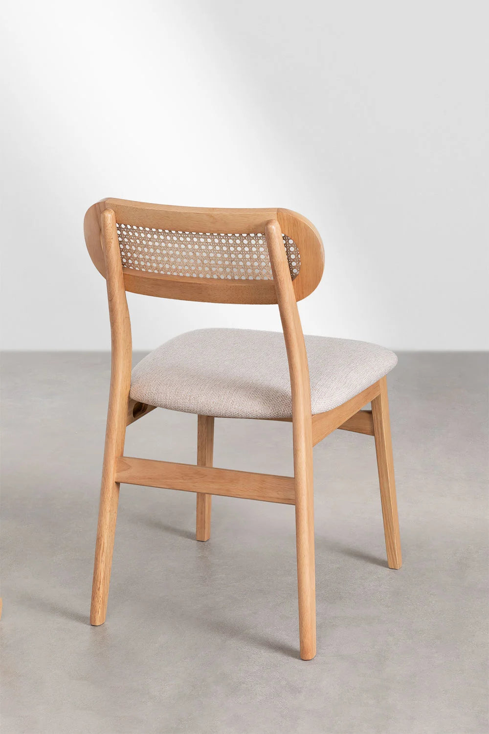 Rattan Dining Chair Teak Wood Finish | Woven Chair For Study Teak Wood Finish | Cane chair for Dining - Leivel - Akway