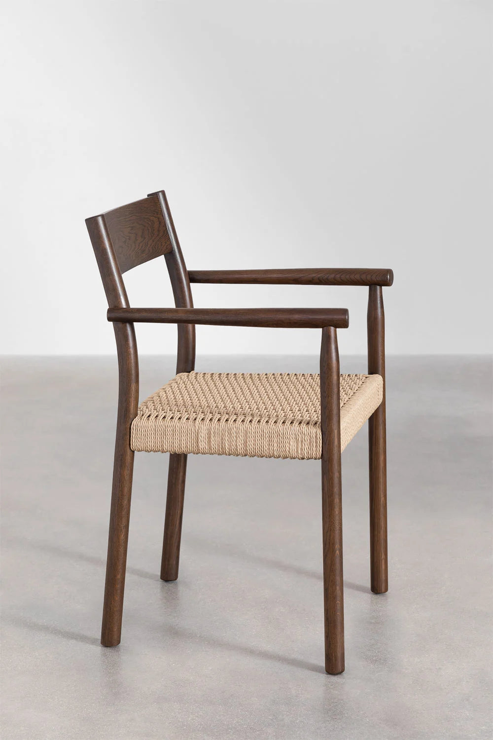 Rattan Dining Chair Teak Wood Finish | Woven Garden Chair For Study Teak Wood Finish | Cane Dining chair - Amber - Akway