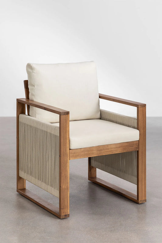 Dining Chair Teak Wood Finish | Woven Garden Chair Teak Wood Finish | Woven Dining chair | Terrace Chair- Advika - Akway