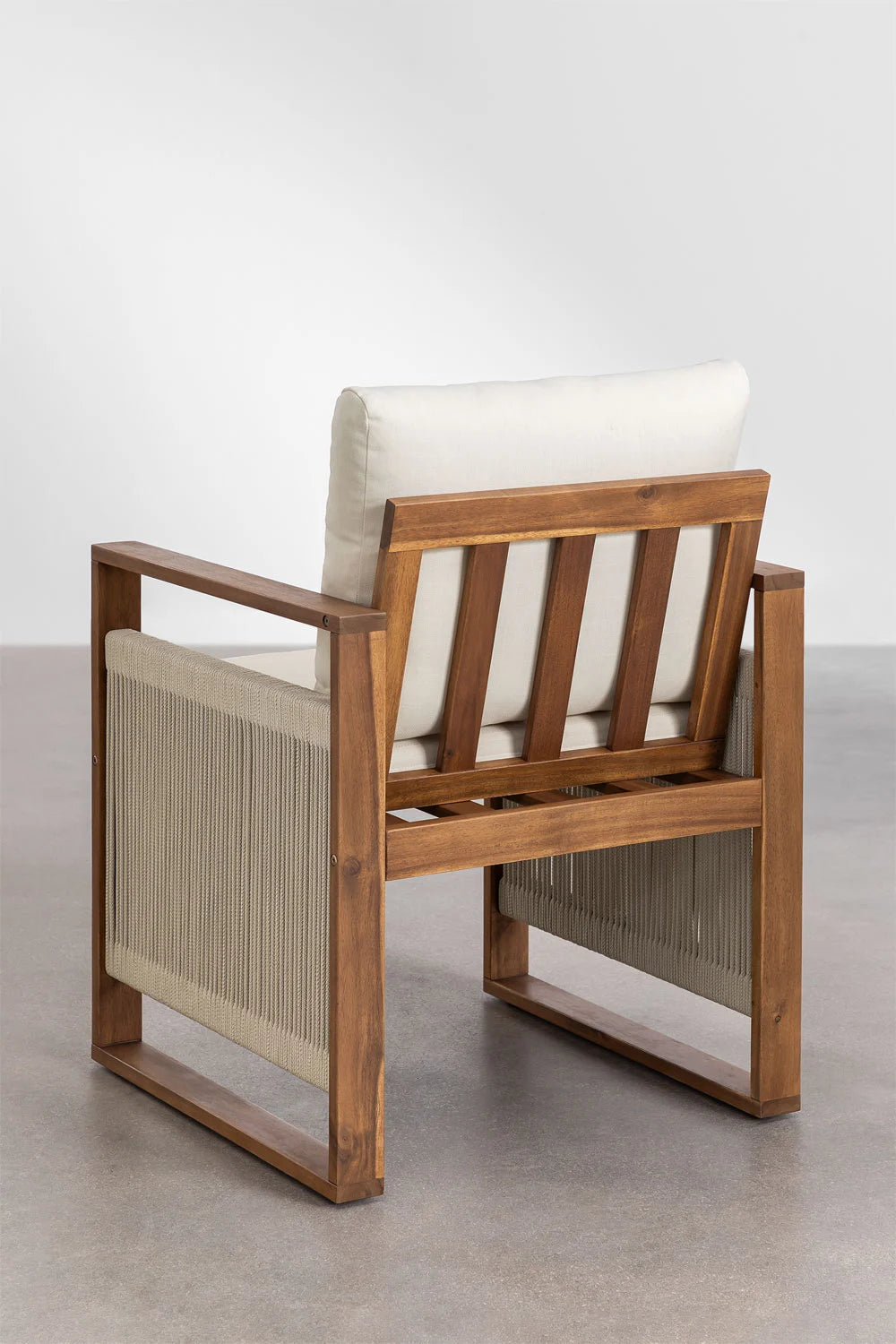 Dining Chair Teak Wood Finish | Woven Garden Chair Teak Wood Finish | Woven Dining chair | Terrace Chair- Advika - Akway