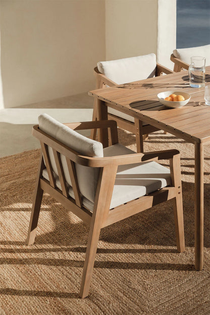 Dining Chair Teak Wood Finish | Woven Garden Chair Teak Wood Finish | Woven Dining chair | Terrace Chair- Anika - Akway