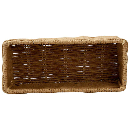 AKWAY Handmade Wicker Basket Bathroom Vanity Tray for Toilet Paper and Soap, Wicker Kitchen Counter Top Storage Shelf Coffee Table Decorative Tray Cosmetic Organizer Display Holder, Rectangular - Akway