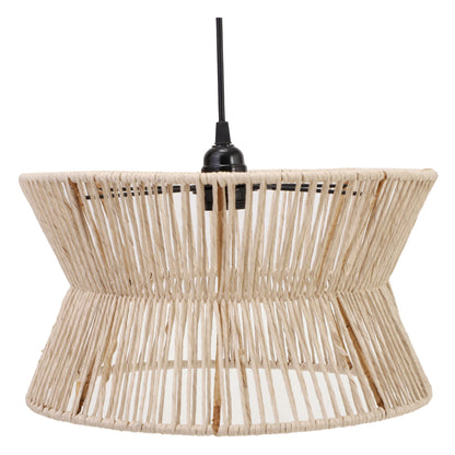 AKWAY Rattan Seagrass Paper Raffia Kauna Grass Wicker Lamp Premium Ceiling Light/Pendant Light Handwoven - 1 Piece (12" Dia x 7'H) (Beige) (Bulb not Included)- Akway