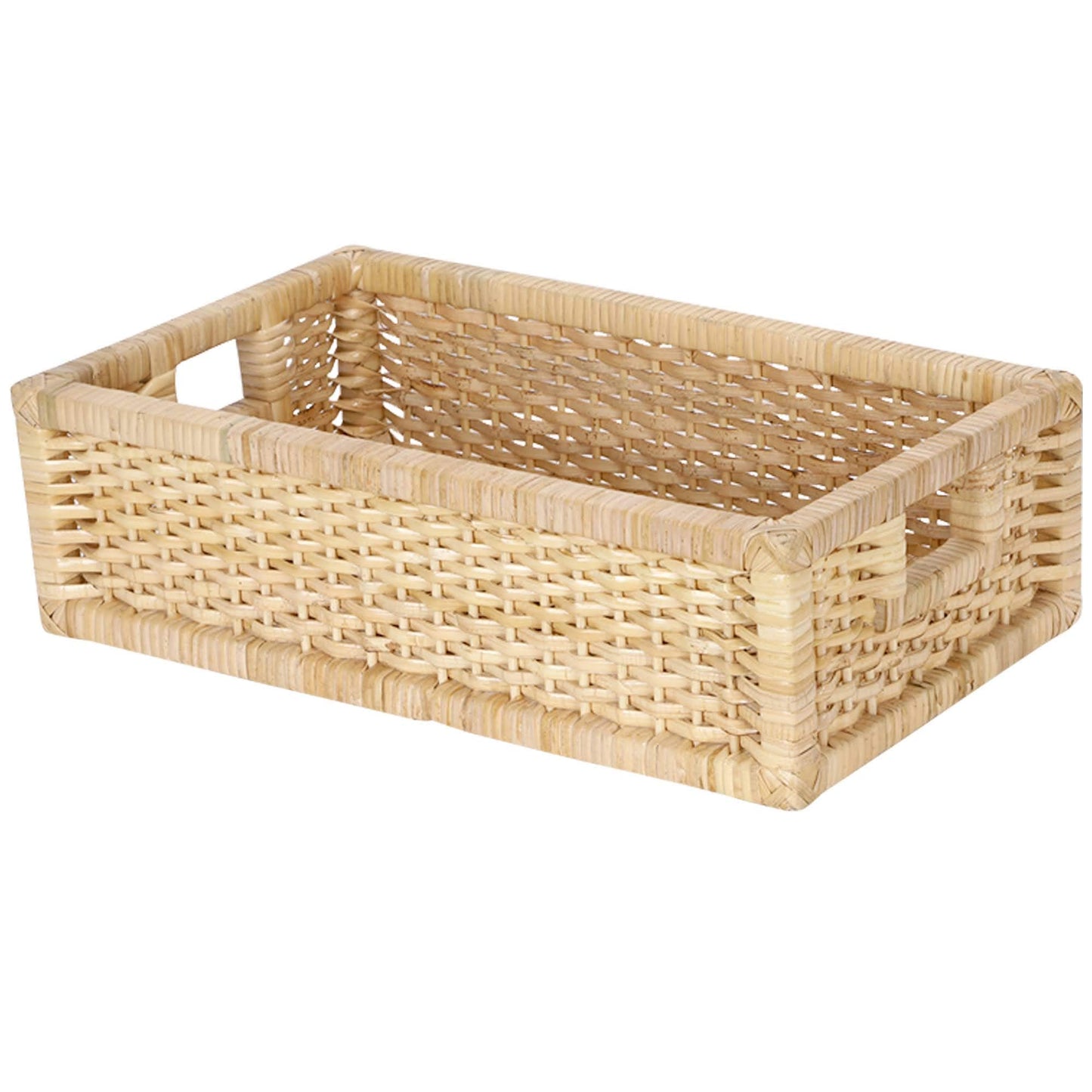 AKWAY Handmade Wicker Basket for Cloth, Storage Basket, Bin Organizer ,Bathroom Organizer Bamboo Wicker Basket (20 L x 13 W x 6 H,Rattan,Beige) - Akway