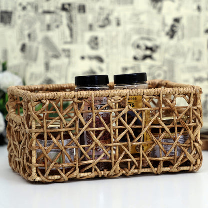 AKWAY Natural Raffia Storage Bin Basket Organizer (11 x 7 x 5) Raffia,Pack of 1 - Akway