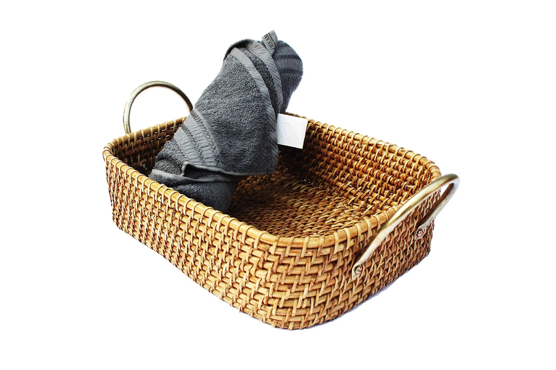 AKWAY Wicker Basket Cloth Storage Basket Bin Organizer for Toiletry Cosmetic Towels Toys Bathroom Organizer bamboo basket(Natural; 14 L x 11 W x 4 H INCHES) (Beige) Akway