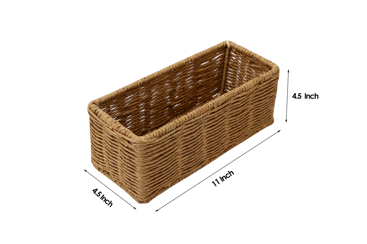 AKWAY Handmade Wicker Basket Bathroom Vanity Tray for Toilet Paper and Soap, Wicker Kitchen Counter Top Storage Shelf Coffee Table Decorative Tray Cosmetic Organizer Display Holder, Rectangular - Akway