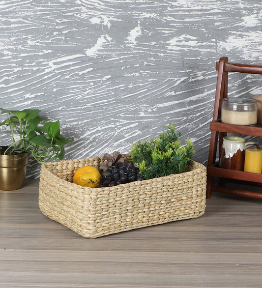 AKWAY Storage Baskets | Cane or Bamboo Basket | Tray Online as Gift Hamper Basket/Wardrobe Basket (Medium) (MEDIUM) - Akway