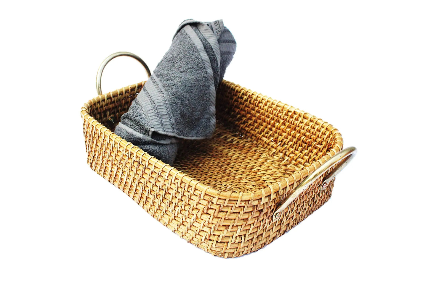 AKWAY Wicker Basket Cloth Storage Basket Bin Organizer for Toiletry Cosmetic Towels Toys Bathroom Organizer bamboo basket(Natural; 14 L x 11 W x 4 H INCHES) (Beige) Akway